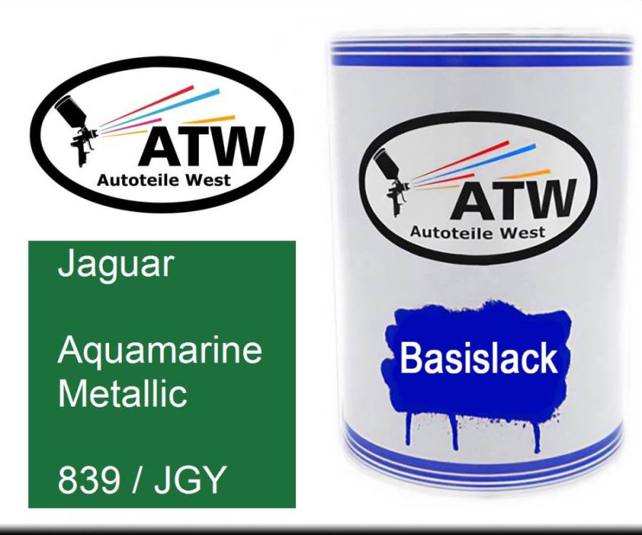 Jaguar, Aquamarine Metallic, 839 / JGY: 500ml Lackdose, von ATW Autoteile West.